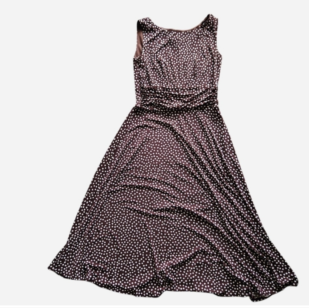 Perceptions Polka Dot Classic Whimsical Dress In Brown Size 8